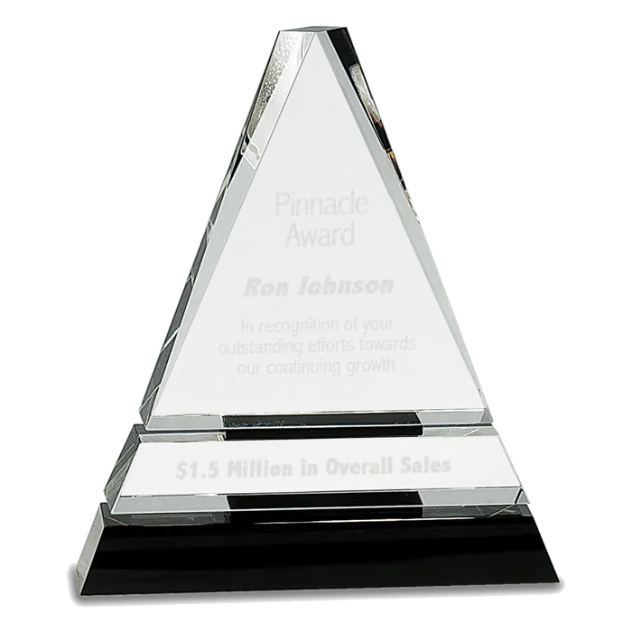 7 3/4" Crystal Triangle on a Black Crystal Base