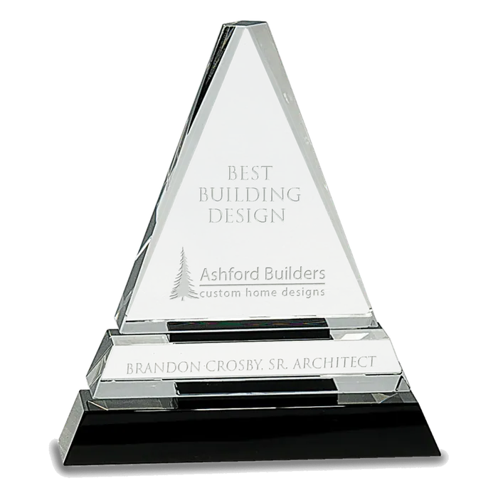 6 1/2" Crystal Triangle on a Black Crystal Base
