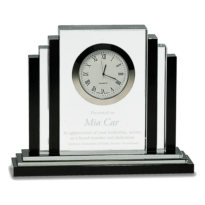 Clear Crystal with Clock and Black Crystal Trim