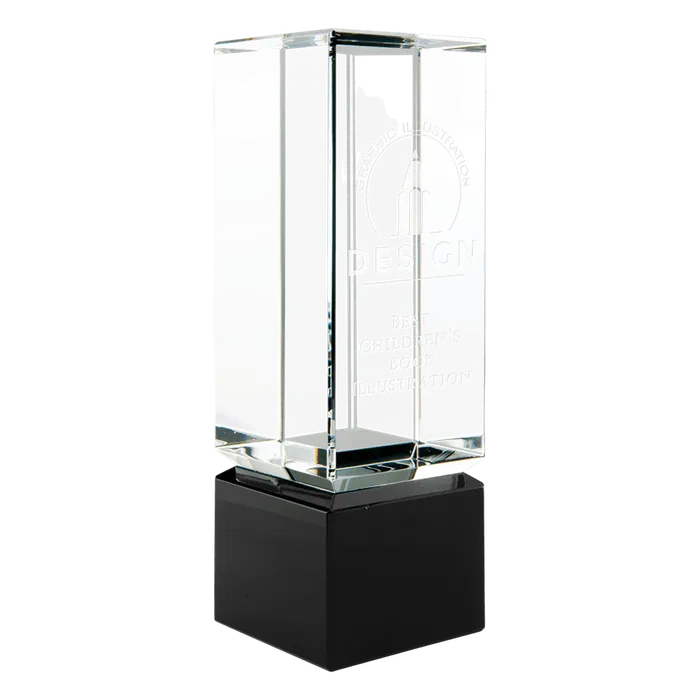 Clear Crystal Block on Black Crystal Base