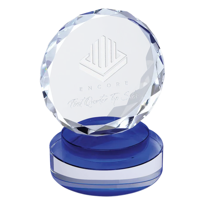 Small Round Crystal with Black/Clear Base, 5", Style CRY19001BUS