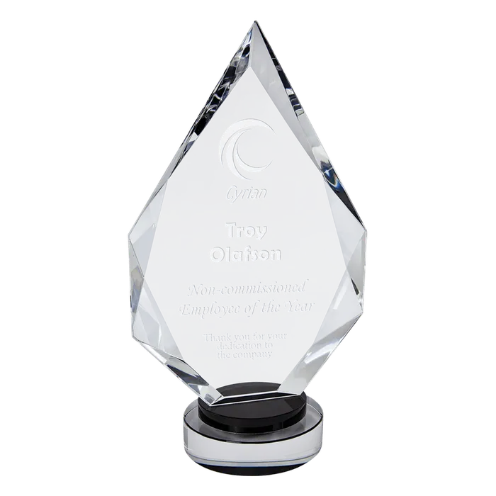 Large Diamond Crystal on Black & Clear Round Base