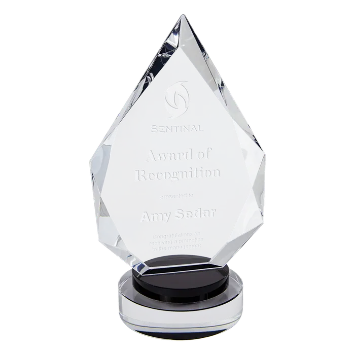 Small Diamond Crystal on Black & Clear Round Base