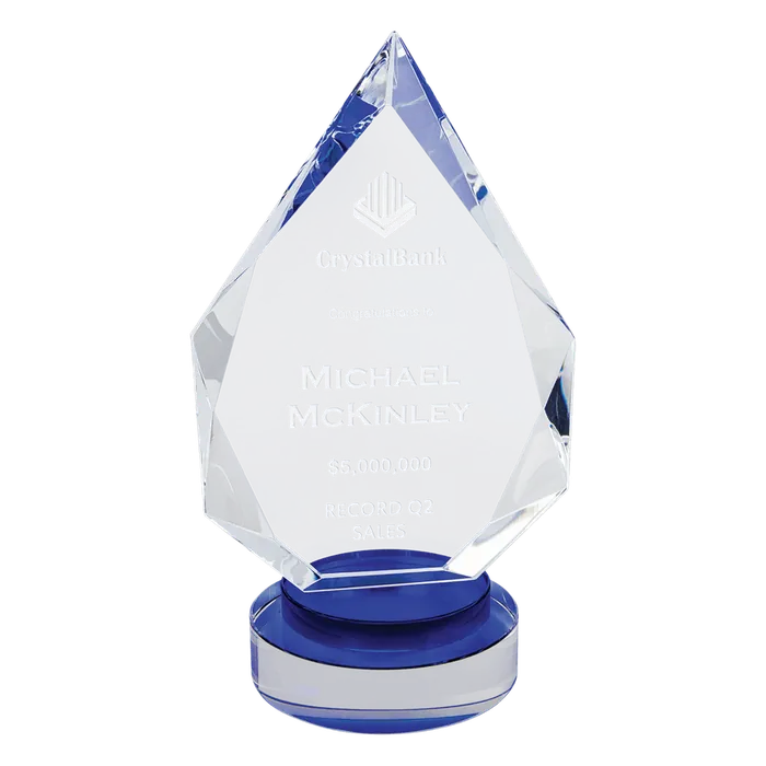 Medium Diamond Crystal with Blue/Clear Base