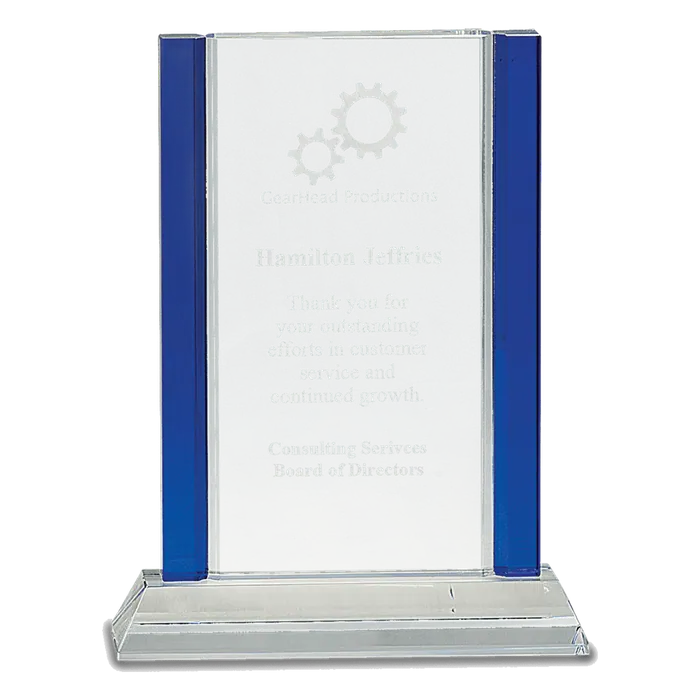 Blue 2-Edge Crystal on Clear Base