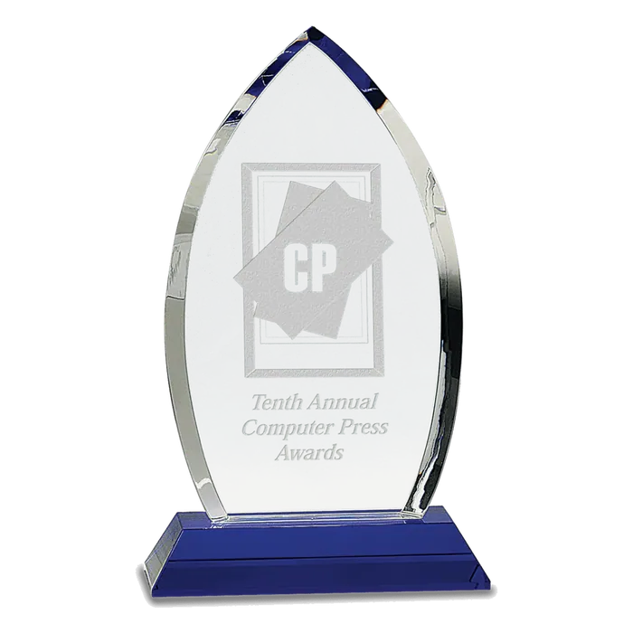 Crystal Oval on Blue Pedistal Base