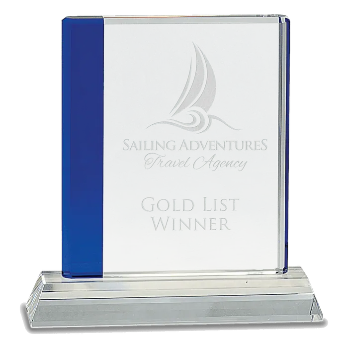 Blue Edge Crystal on Clear Base
