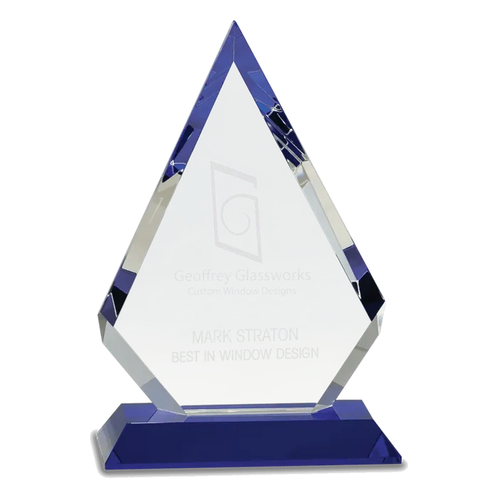 Clear Crystal Diamond on Blue Pedestal Base