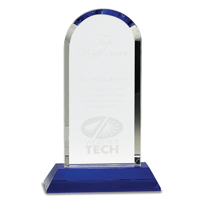 Clear Crystal Dome on Blue Pedestal Base