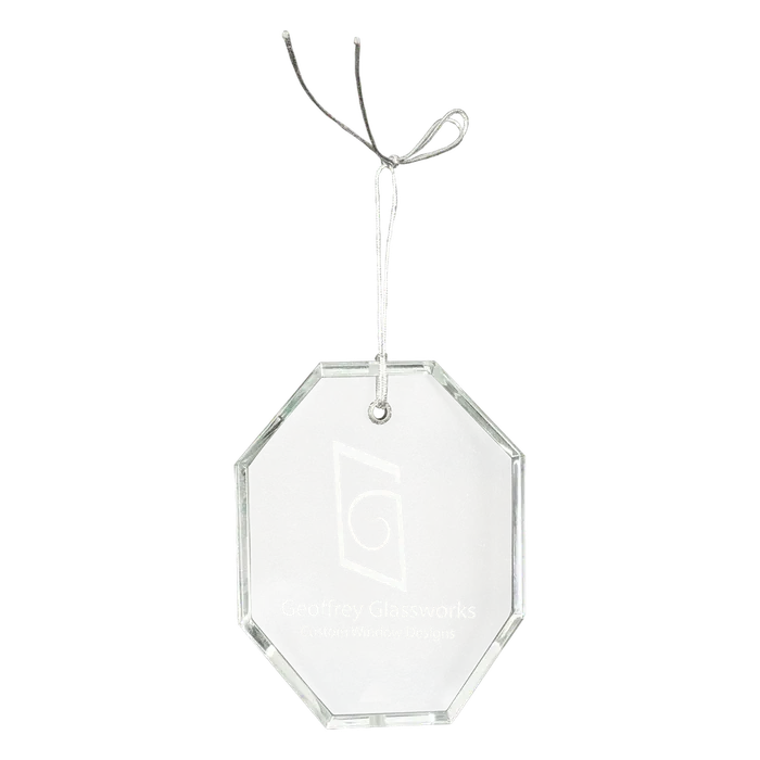 Octagon Crystal Ornament with Silver String Hanger