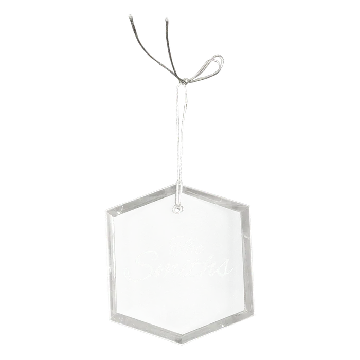 Facet Hexagon Crystal Ornament with Silver String Hanger