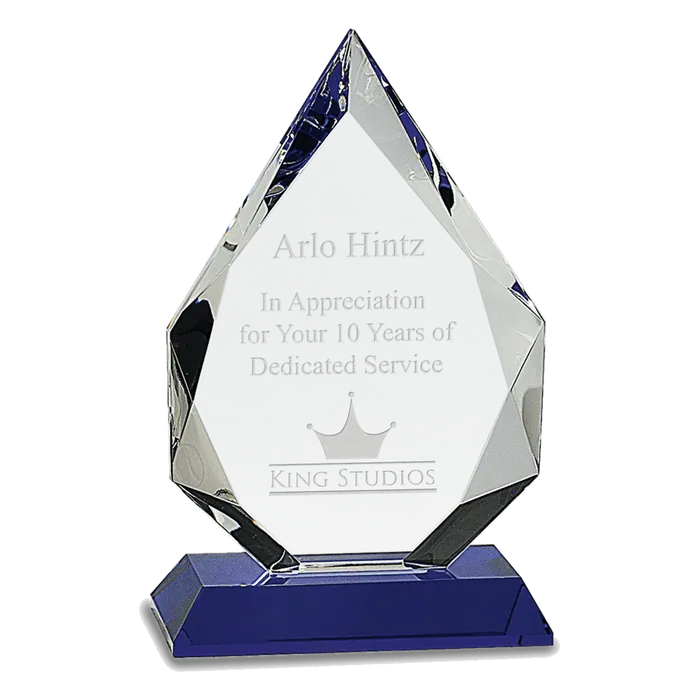 Diamond Crystal on a Blue Pedestal Base, 8"