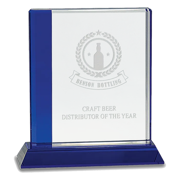 7" Crystal with Blue Edge on a Blue Crystal Base