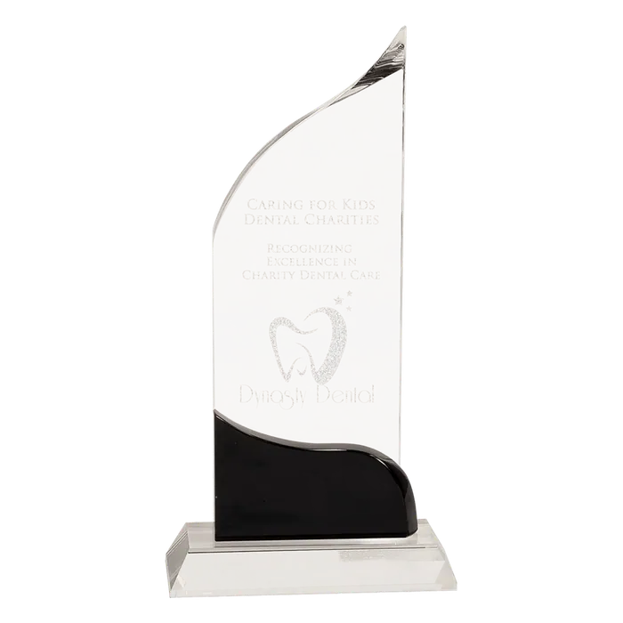 Large Clear Crystal Wave with Black Accent