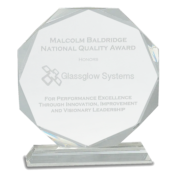 Clear Crystal Octagon on a Clear Pedestal Base, 8"