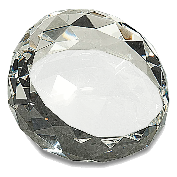 Crystal Round Faceted Paperweight