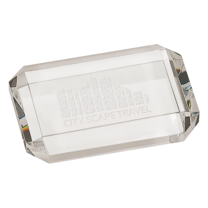 Crystal Faceted Rectangle Paperweight