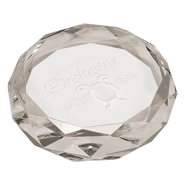 Crystal Round Paperweight, 3" x 1"