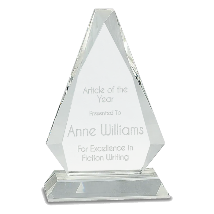 Small Clear Crystal Triangle on Clear Pedestal Base