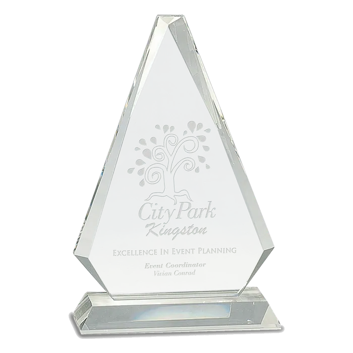 Medium Clear Crystal Triangle on Clear Pedestal Base