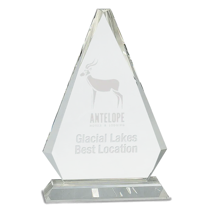 Large Clear Crystal Triangle on Clear Pedestal Base