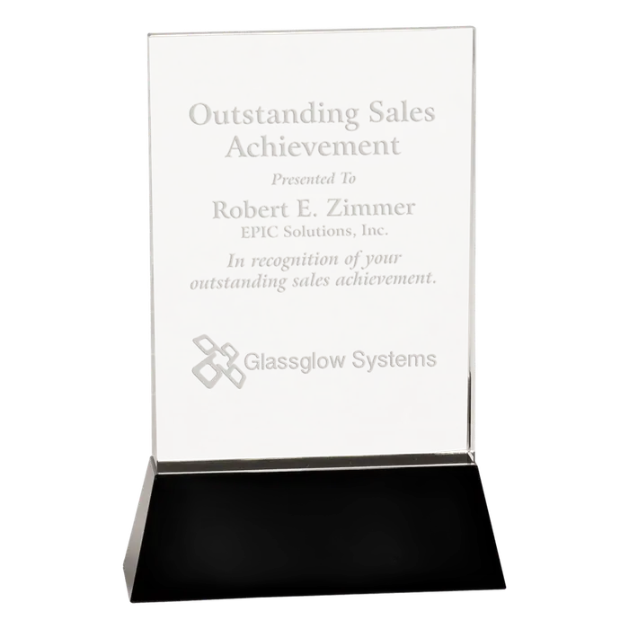 Large Clear Crystal Rectangle Wedge on Black Base