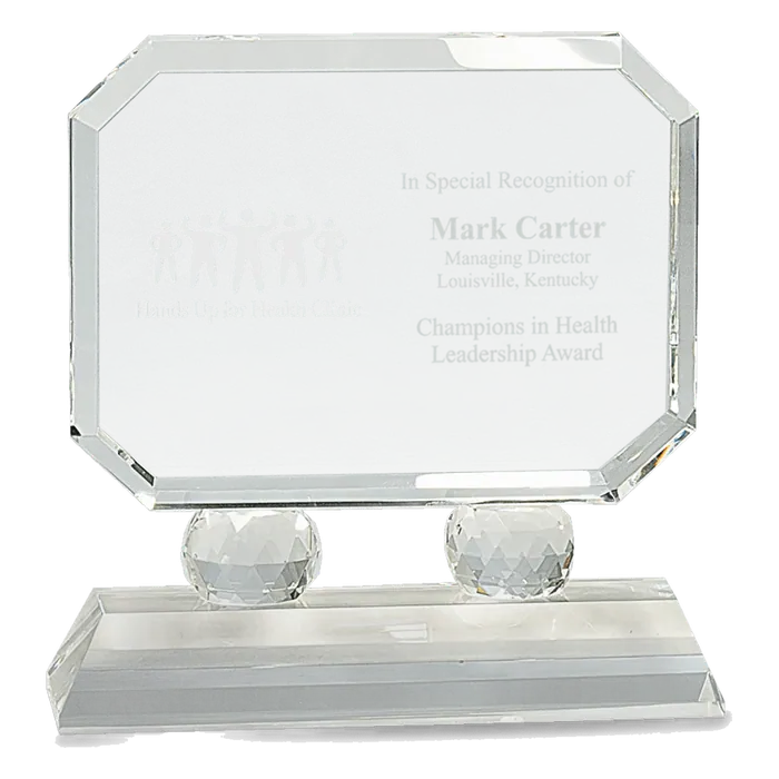 Small Rectangle Crystal on Clear Pedestal Base