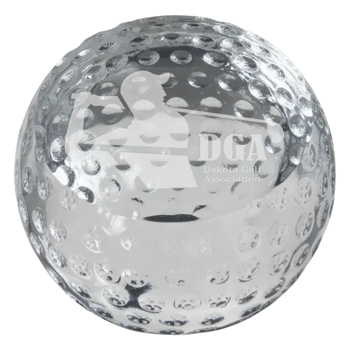 Crystal Golf Ball Paperweight, 3 1/8" x 2 1/2"