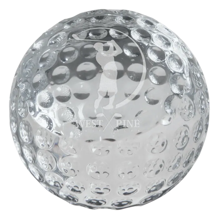 Crystal Golf Ball Paperweight, 2 3/8" x 1 3/4"
