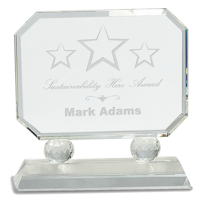 Medium Rectangle Crystal on Clear Pedestal Base