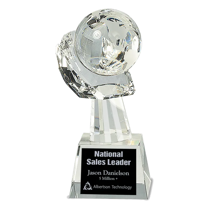 Clear Crystal Globe in Hand