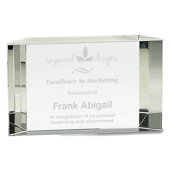 6" x 3 1/2" Crystal Facet Block Award