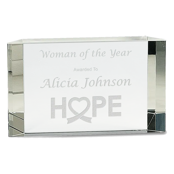 7" x 4 1/4" Crystal Facet Block Award