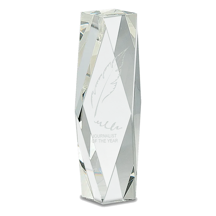 Clear Crystal Octagon Tower Award, 8"