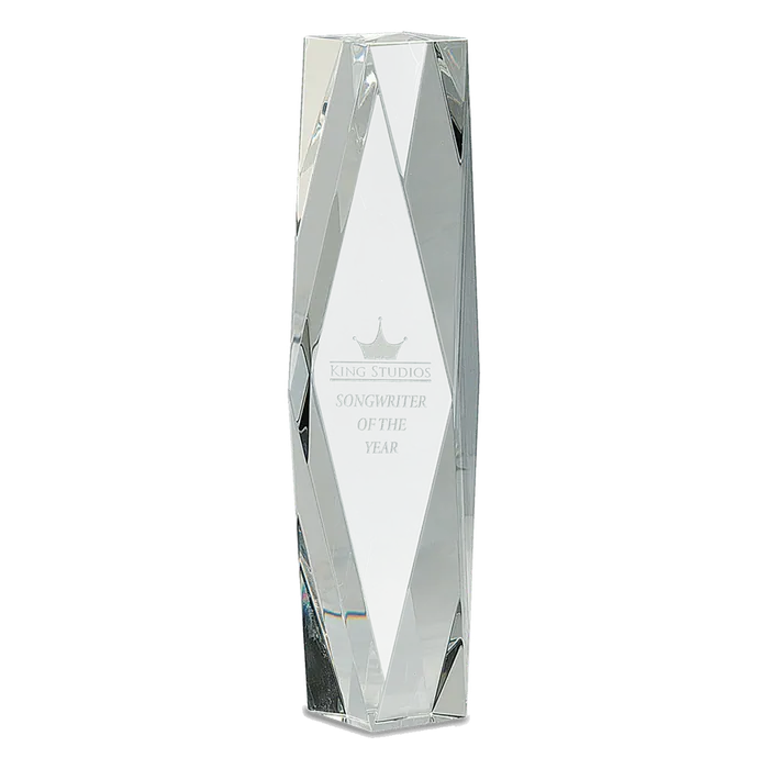 Clear Crystal Octagon Tower Award, 12"