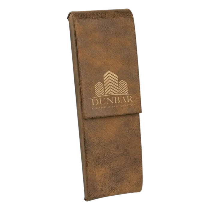 Rustic/Gold Leatherette Double Pen Case