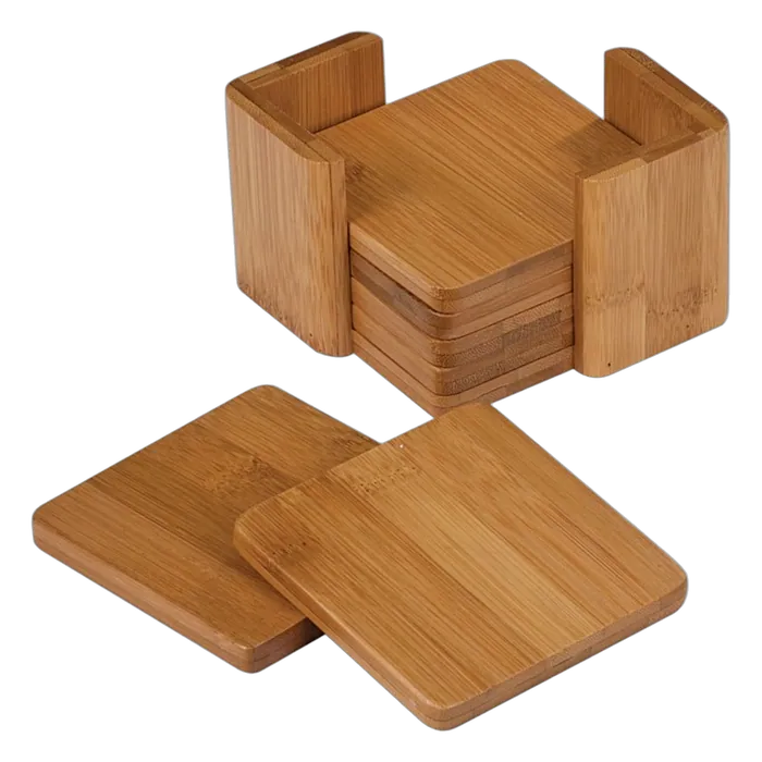 Genuine Bamboo Square 6-Coaster Set