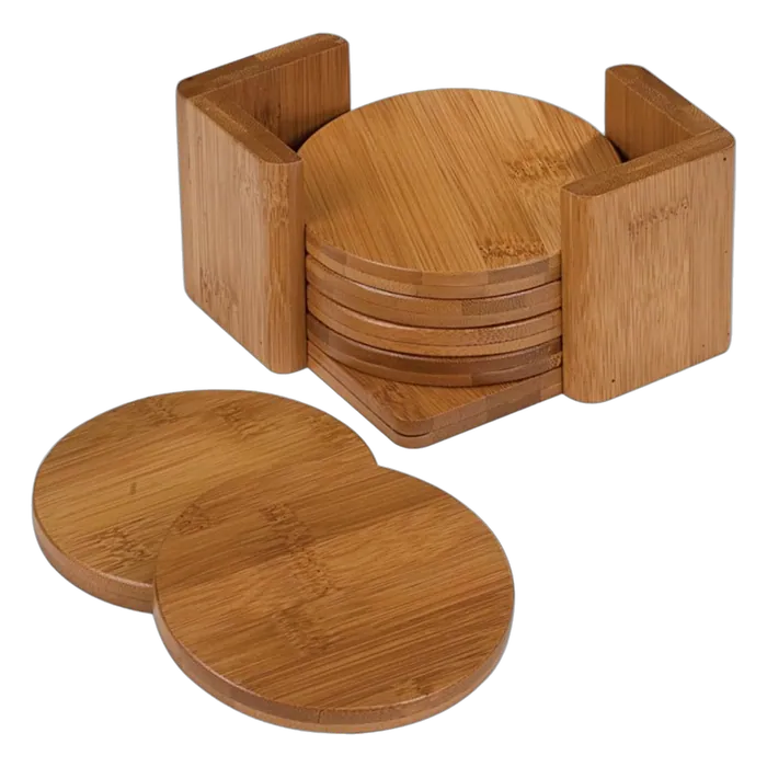 Genuine Bamboo Round 6-Coaster Set