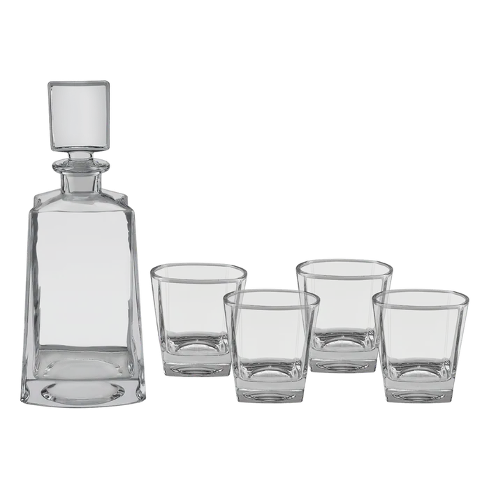 750 ML Glass Tequila Decanter Set with 4 Rocks Glasses