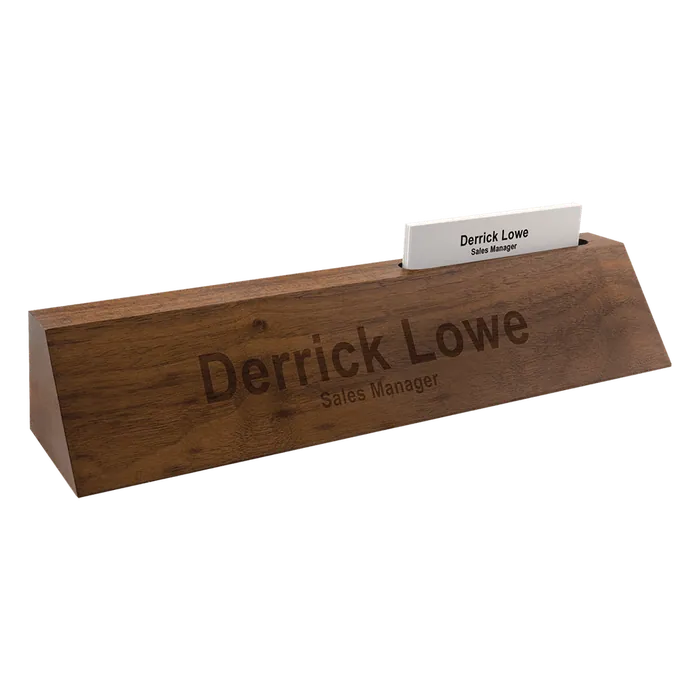 Genuine Walnut Desk Wedge with Card Holder