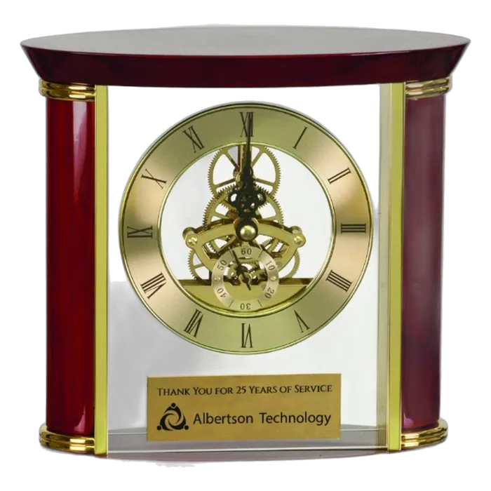 Executive Piano Finish Clock Gold/Rosewood, Style EX101