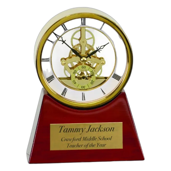 Executive Piano Finish Clock Gold/Rosewood, Style EX105