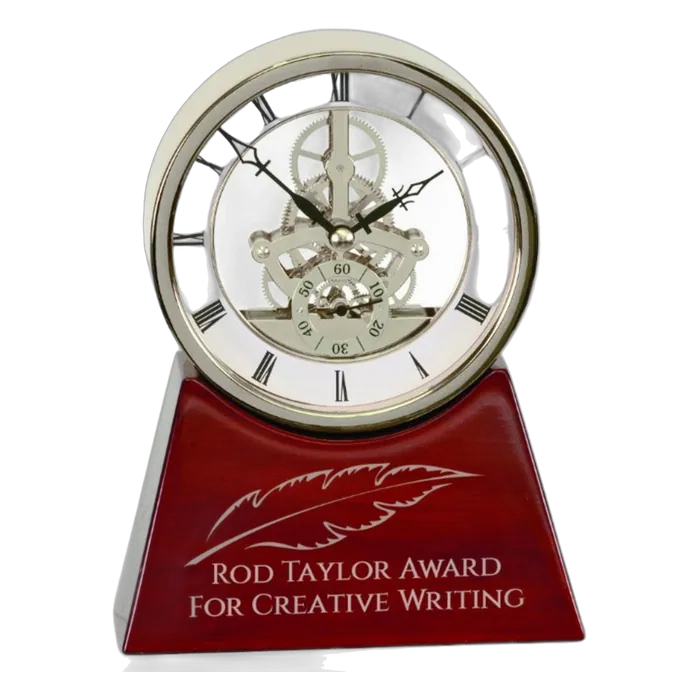 Executive Piano Finish Clock Silver/Rosewood, Style EX106