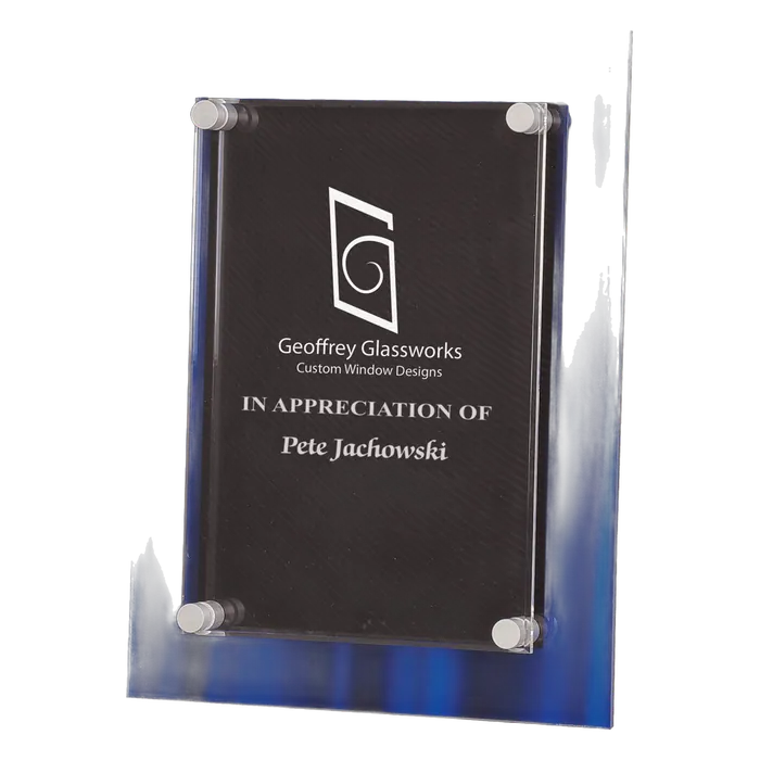 Large Blue Velvet Stand-Off Acrylic Plaque