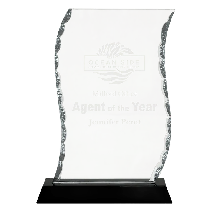 Premier Scroll Facet Glass Award, 7 1/2"