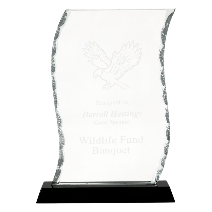 Premier Scroll Facet Glass Award, 8 1/4"