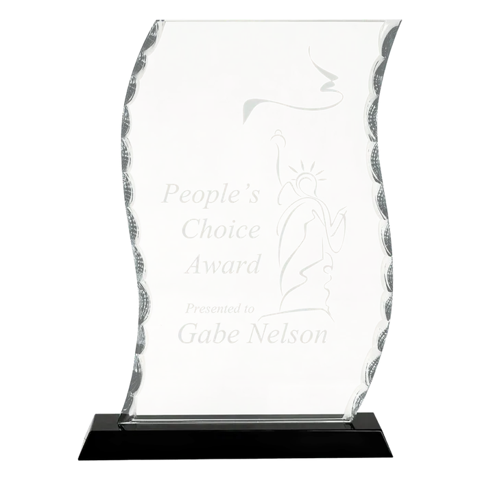 Premier Scroll Facet Glass Award, 9 1/2"