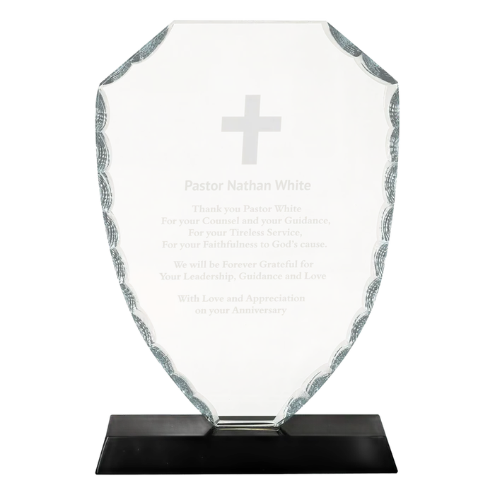Premier Shield Facet Glass Award, 8 1/4"