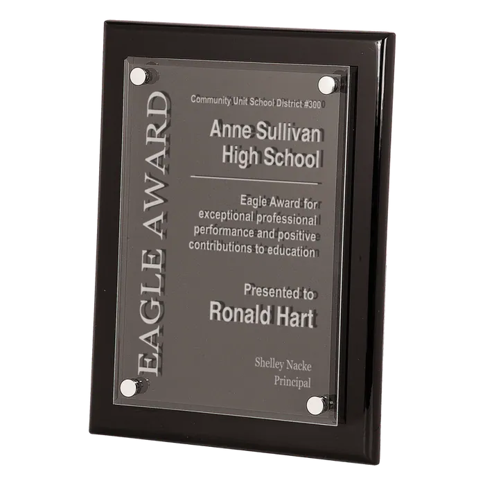 Premier Black Piano Finish Floating Acrylic Plaque, 10 1/2" x 13"