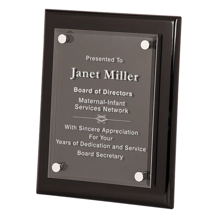 Premier Black Piano Finish Floating Acrylic Plaque, 8" x 10"